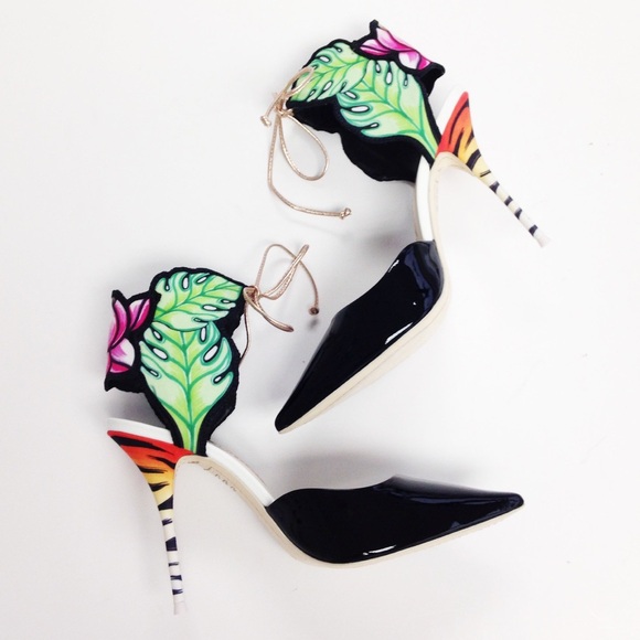 Sophia Webster Rousseau Jungle Tiger Ankle Cuff Tie Pointed Toe Pumps Heels 40 - Picture 2 of 16